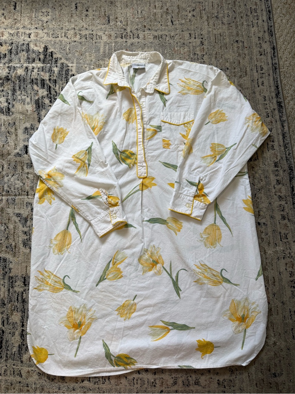 Yves Delorma Floral cotton Pajama sleep shirt dress Medium